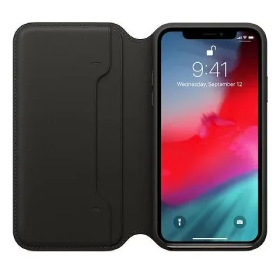 Apple Iphone Xs Max Leather Folio Case - Black